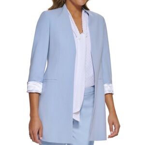Calvin Klein Baby Blue Open-Front Long Blazer